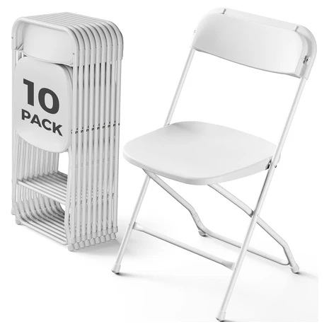 10-Pack White Folding Chairs