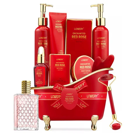 10-Piece Lovery Luxe Red Rose Bath & Body Care Gift Set