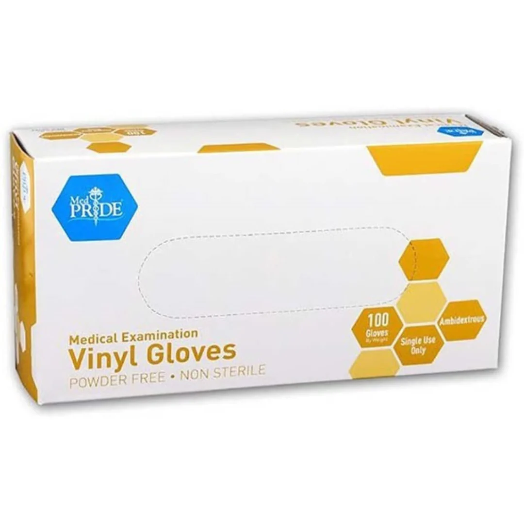 100-Count MedPride Powder-Free Medical Vinyl Exam Gloves