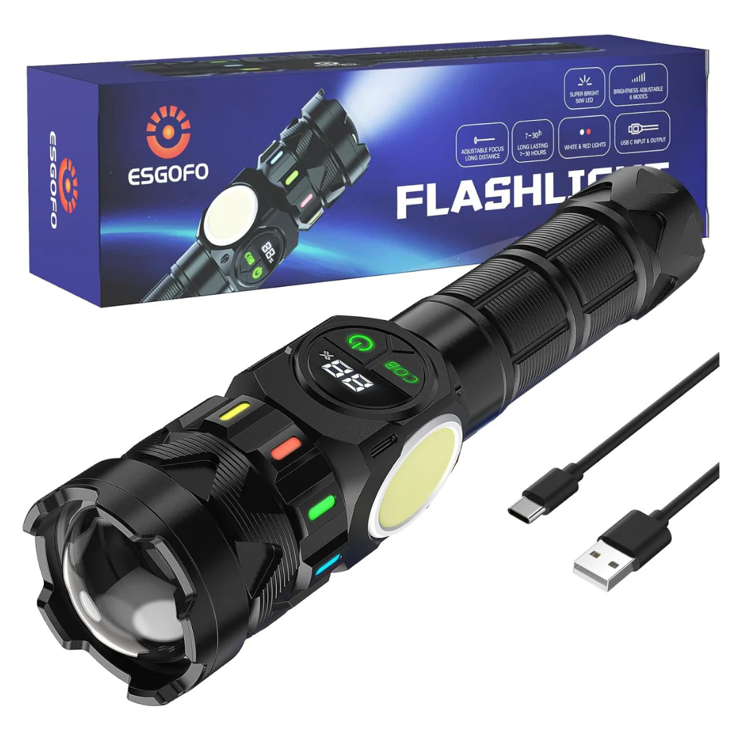 10000-Lumens Rechargeable 50W Super Bright LED Flashlights