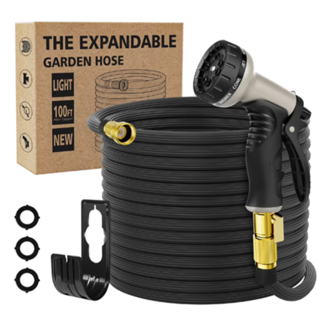 100ft Itsonestep Flexible Garden Hose With 10 Function Nozzle