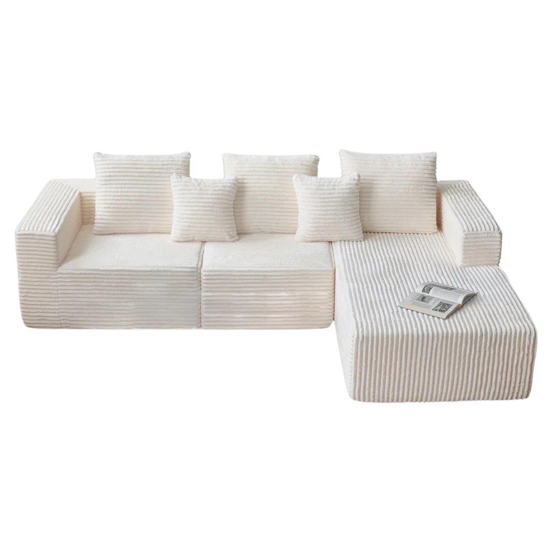 108" L-Shape Right Side Modular Sectional Sofa (3 Colors)