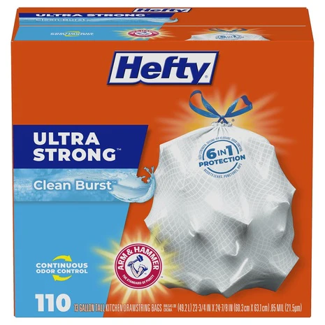 110 13-Gallon Hefty Ultra Strong Trash Bags
