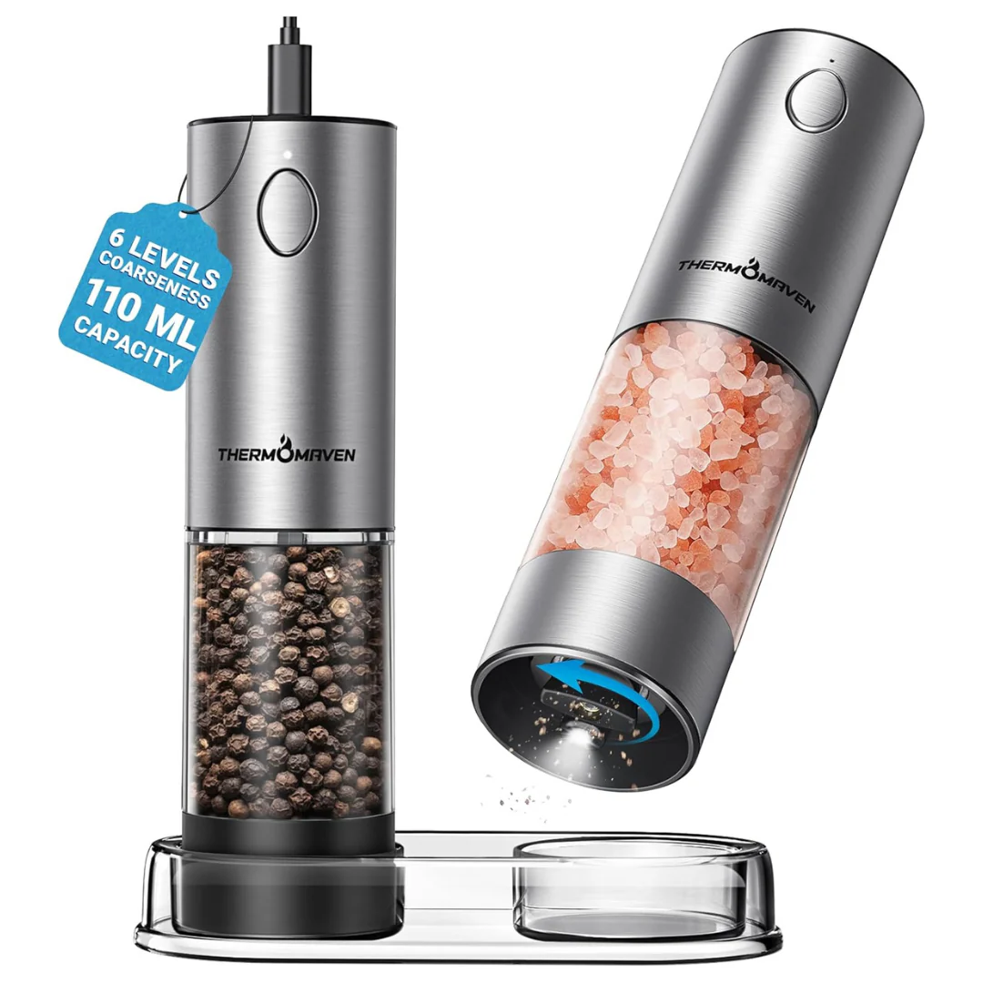 110ml ThermoMaven Electric Salt & Pepper Grinder Set