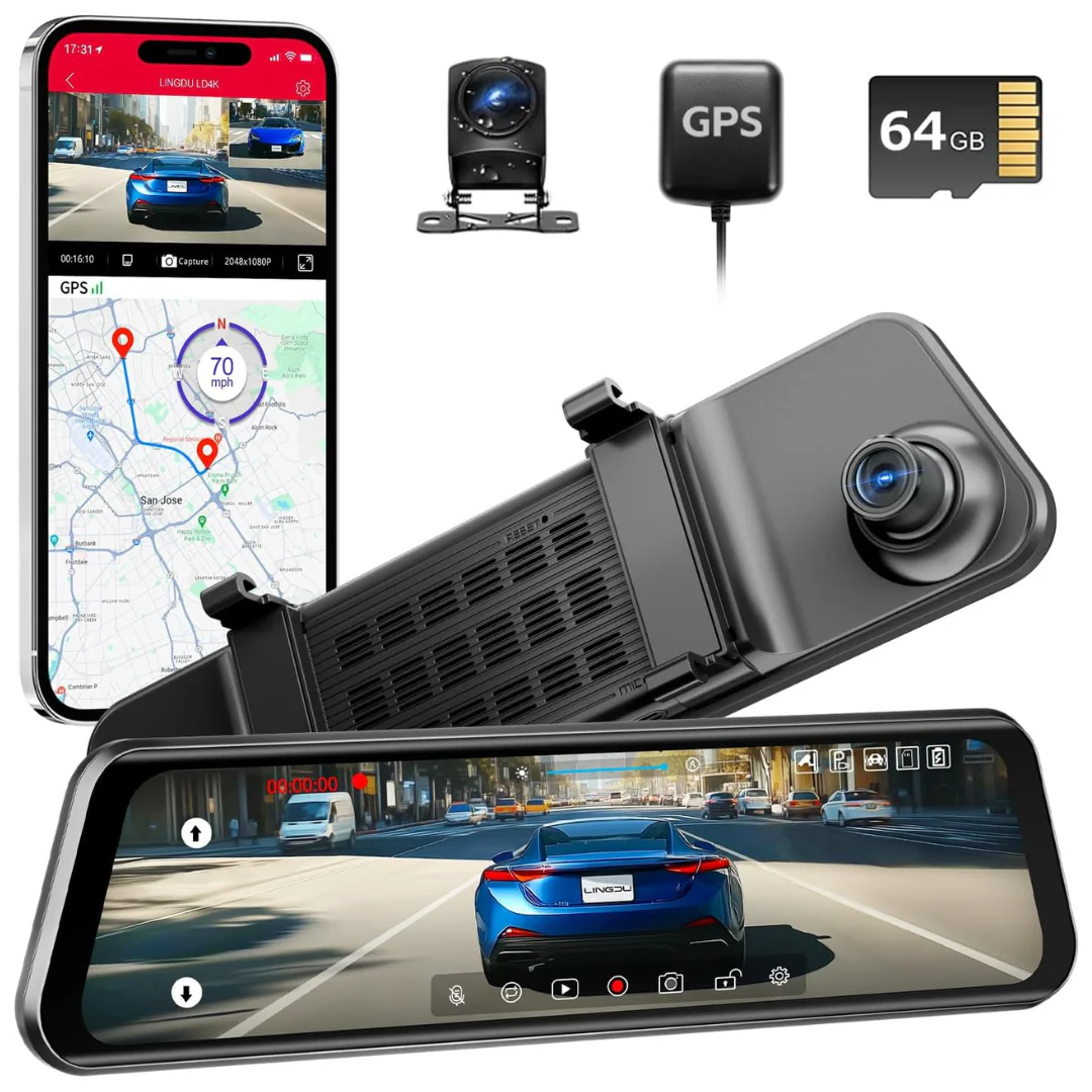 12" 4K UHD Front and 2.5K Rear View Dash Camera