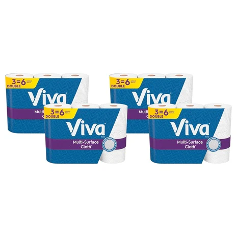 12 Double Rolls (=24 Regular) Viva Paper Towels