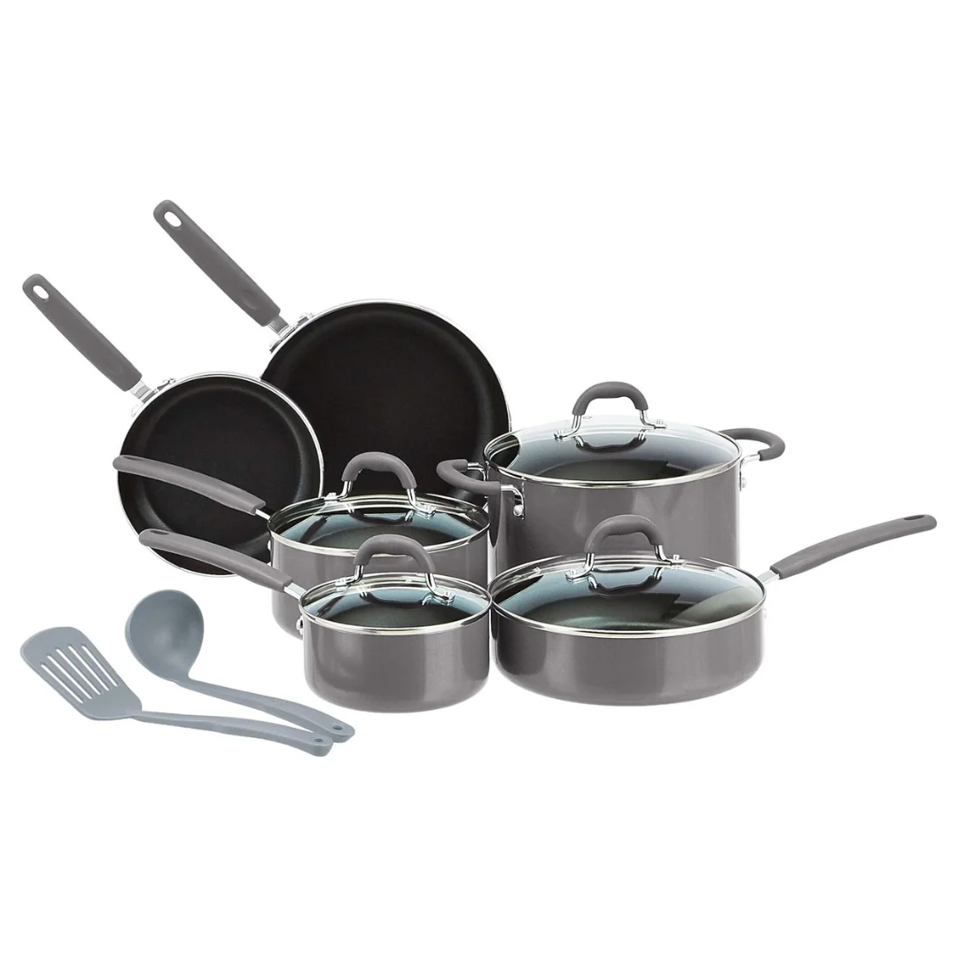 12-Piece Amazon Basics Aluminum Cookware Set (3 Colors)