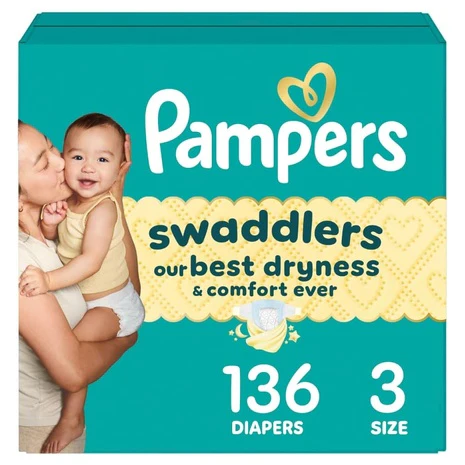 136 Size 3 Pampers Swaddlers Diapers
