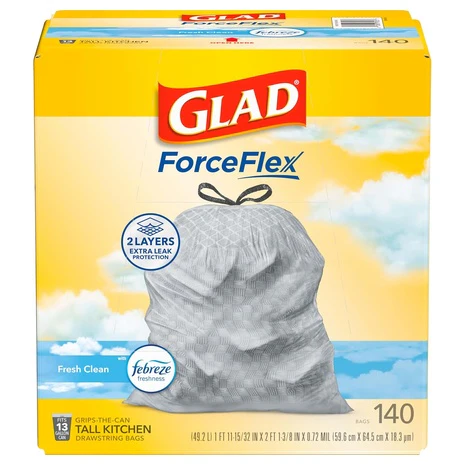 140 Glad ForceFlex 13 Gallon Tall Kitchen Trash Bags