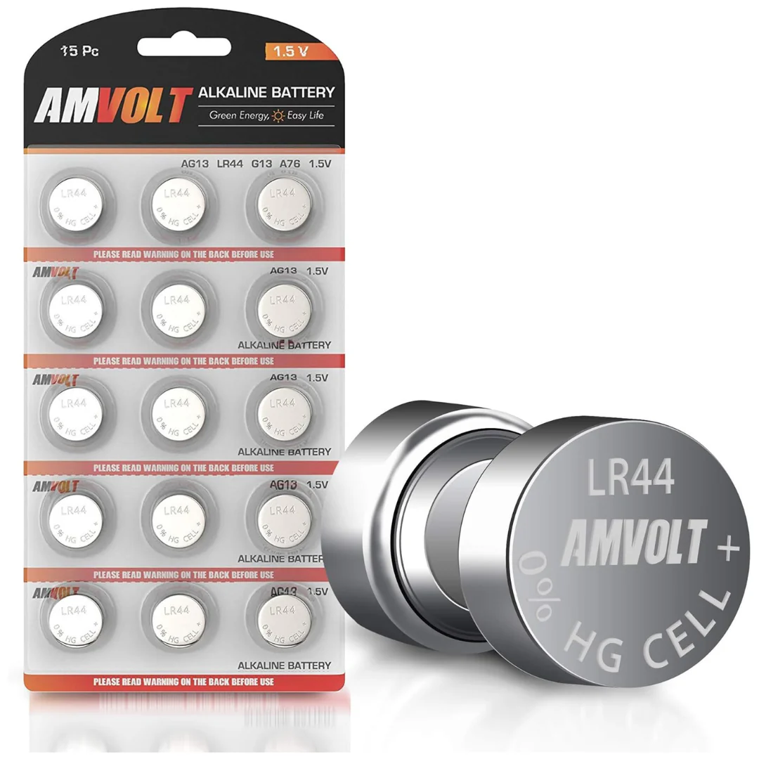 15-Count AmVolt LR44 Button Batteries