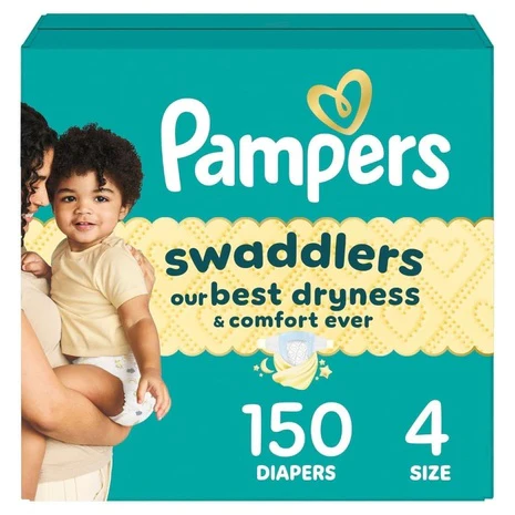 150 Size 4 Pampers Swaddlers Diapers