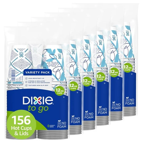 Targeted: 156 Dixie To Go 12oz Paper Coffee Cups with Lids
