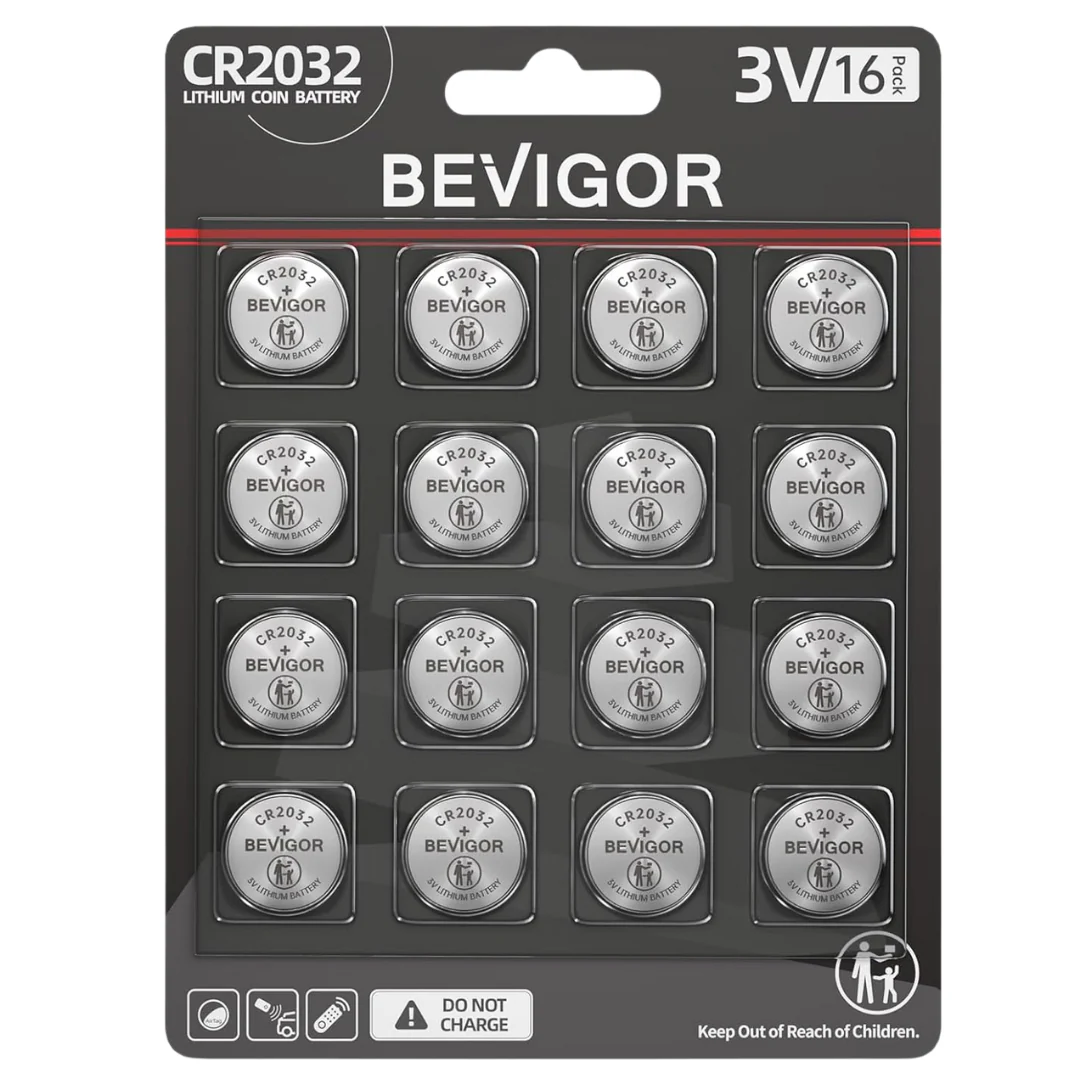 16-Count Bevigor CR2032 Lithium 3V Coin Batteries