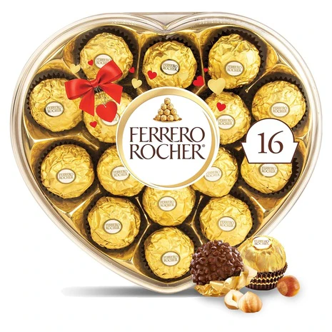 16 Ferrero Rocher Hazelnut Chocolates Heart Gift Box (OU-D)