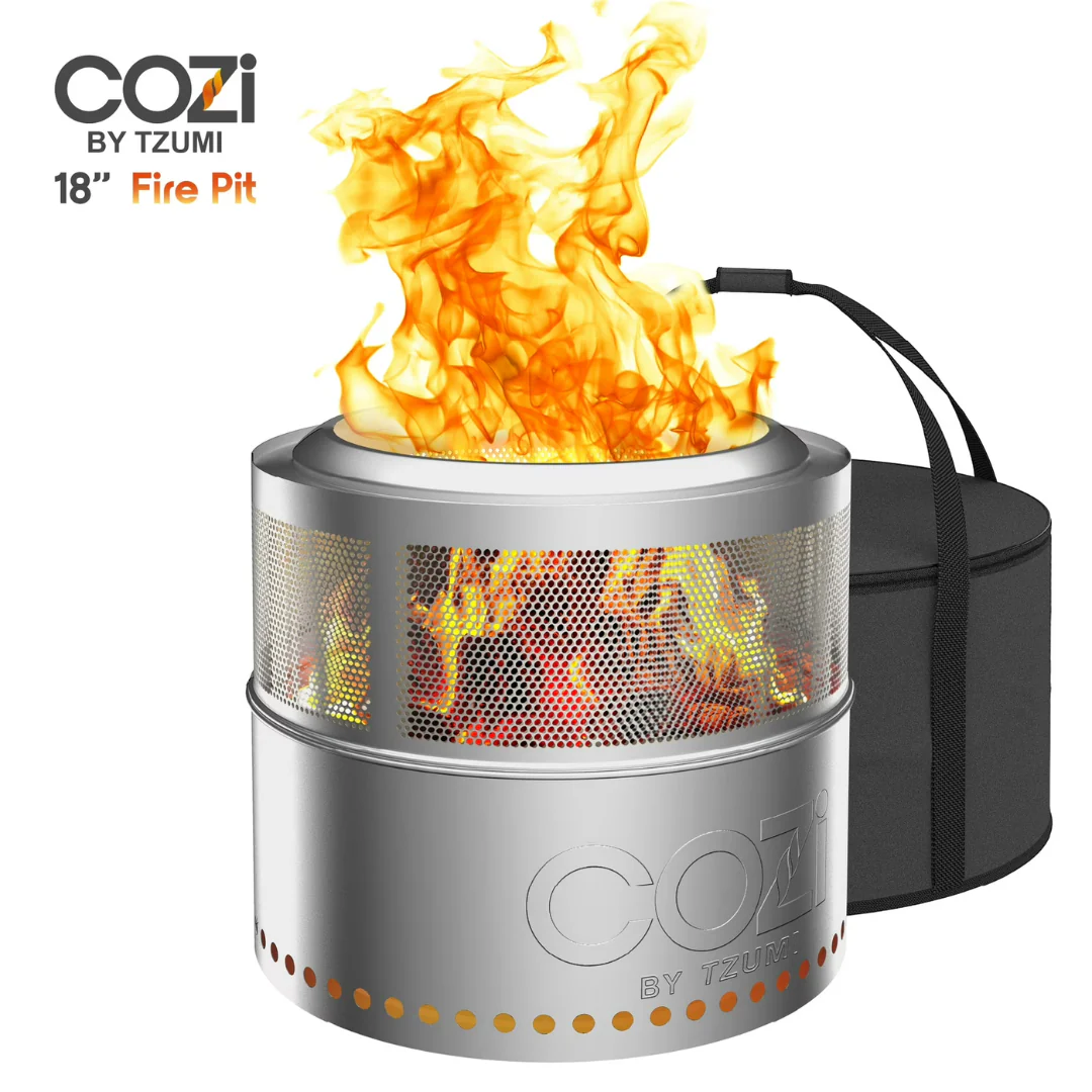 18" Tzumi Stainless Steel Smokeless Fire Pit