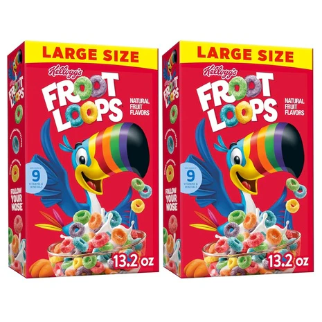 2 Large Boxes Froot Loops Breakfast Cereal