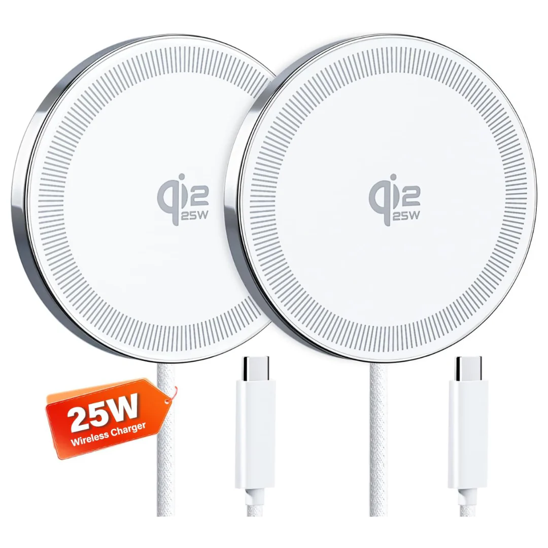 2-Pack 25W Portable Qi2.2 Magnetic Wireless Charger