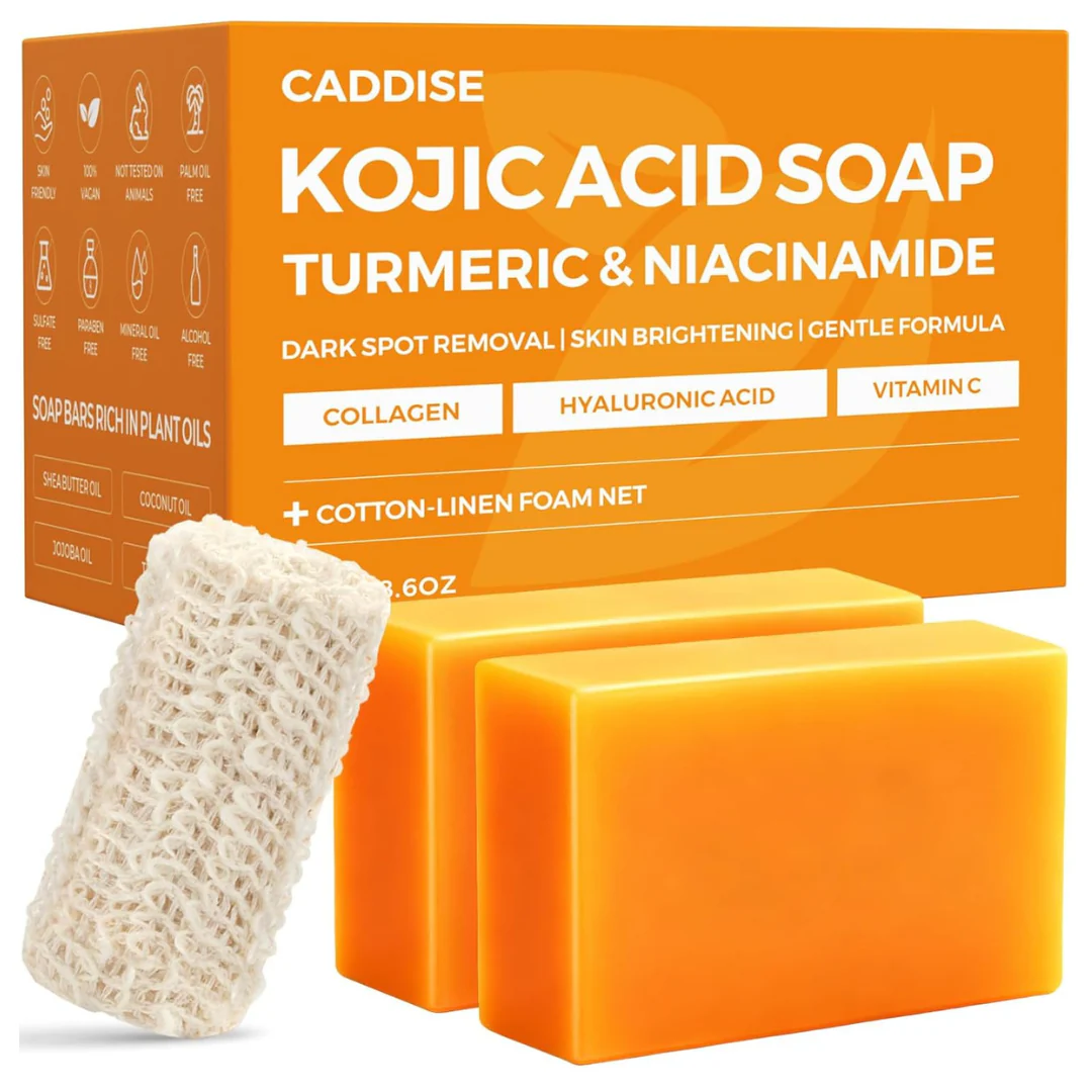 2-Pack CADDISE Kojic Acid Turmeric Soap Bars, 8.5Oz