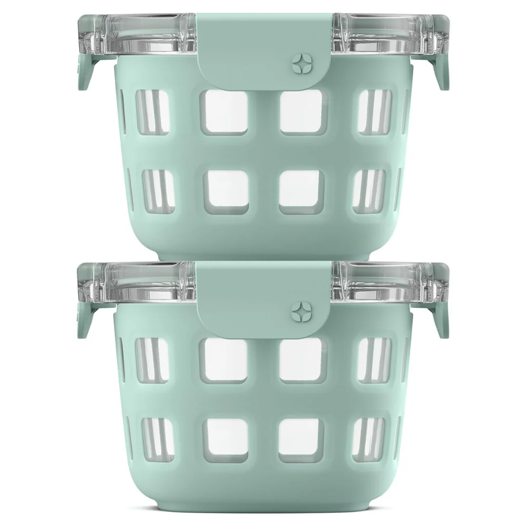 2-Pack Ello Duraglass 2 Cup Reusable Glass Container Jar W/ Lids