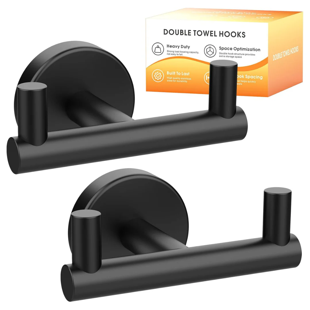 2-Pack Heavy Duty Wall Towel Double Hooks