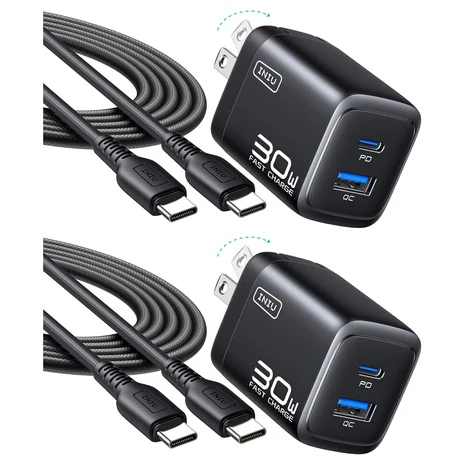 2-Pack INIU 30W Type C Charger with Cables