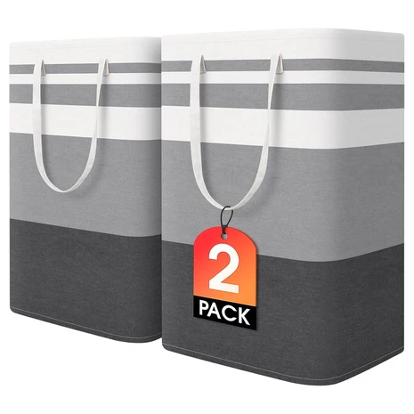 2-Pack Large Collapsible Laundry Hamper with Reinforced Handles