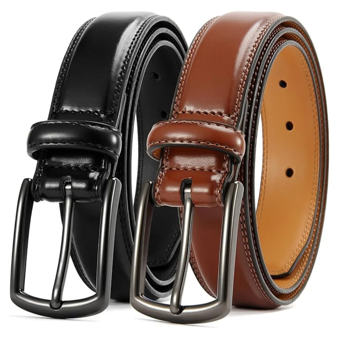 2-Pack Men's Leather Dress Belt
