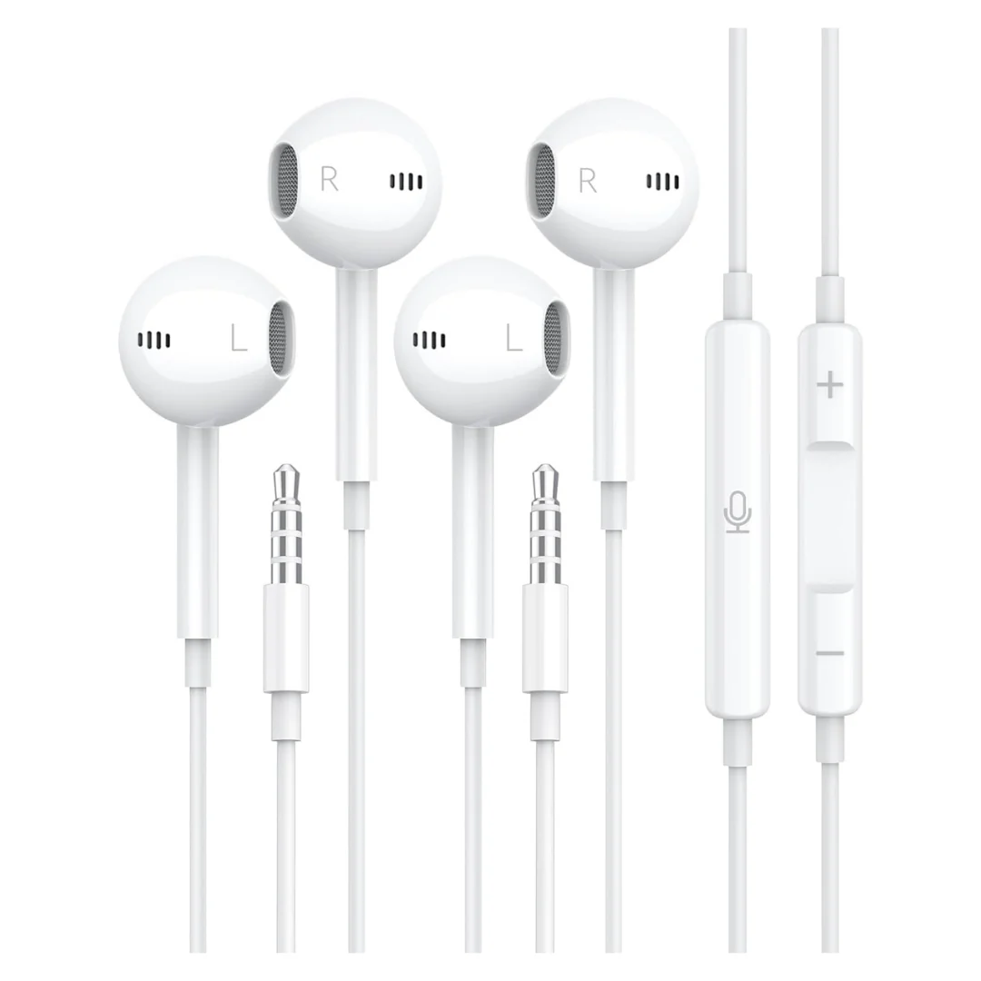 2-Pack MFi Certified 3.5mm Wired Headphones