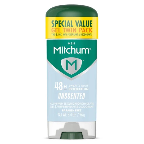 2-Pack Mitchum Men’s Unscented Deodorant Gel