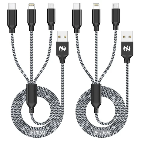 2-Pack Multi Charging Nylon Braided Cable