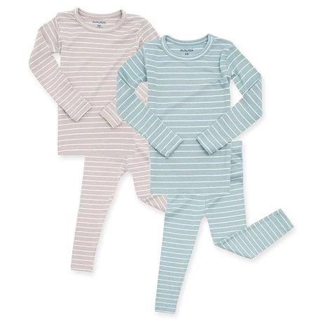 2 Pack of Size 12-24 Months Beige,Sky Ribbed Pajamas
