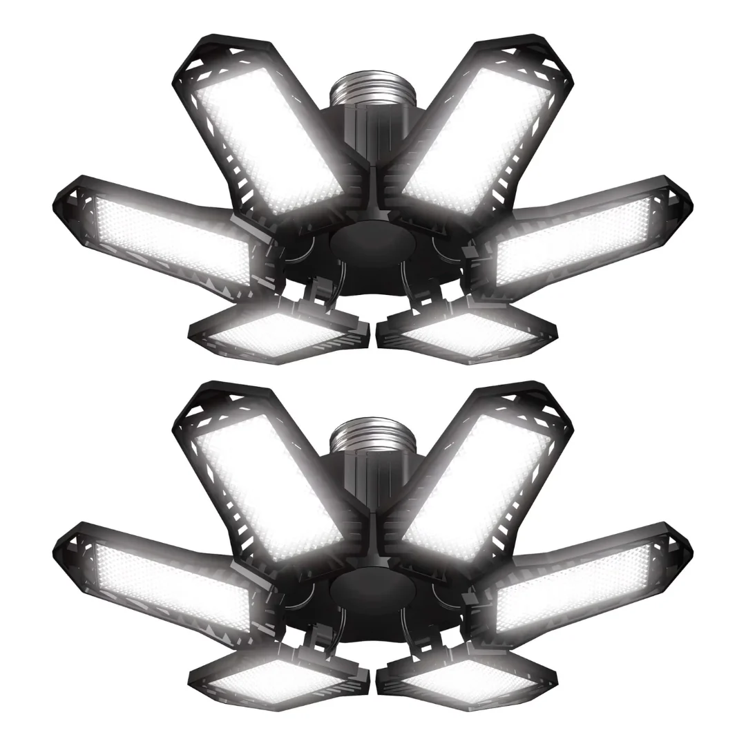 2-Pack Sentryse LED Garage Lights W/ 6 Adjustable Panels