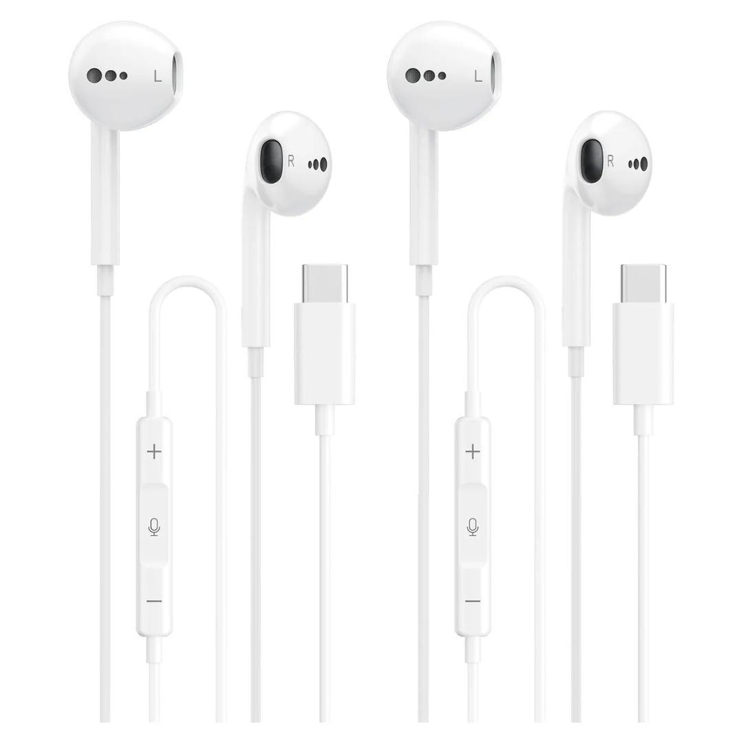 2-Pack USB-C Wired Headphones W/ Microphone & Volume Control