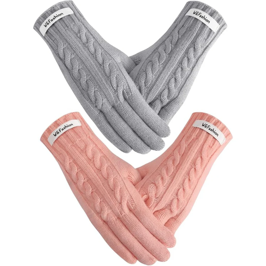 2-Pairs Women's Soft Touchscreen Winter Warm Gloves