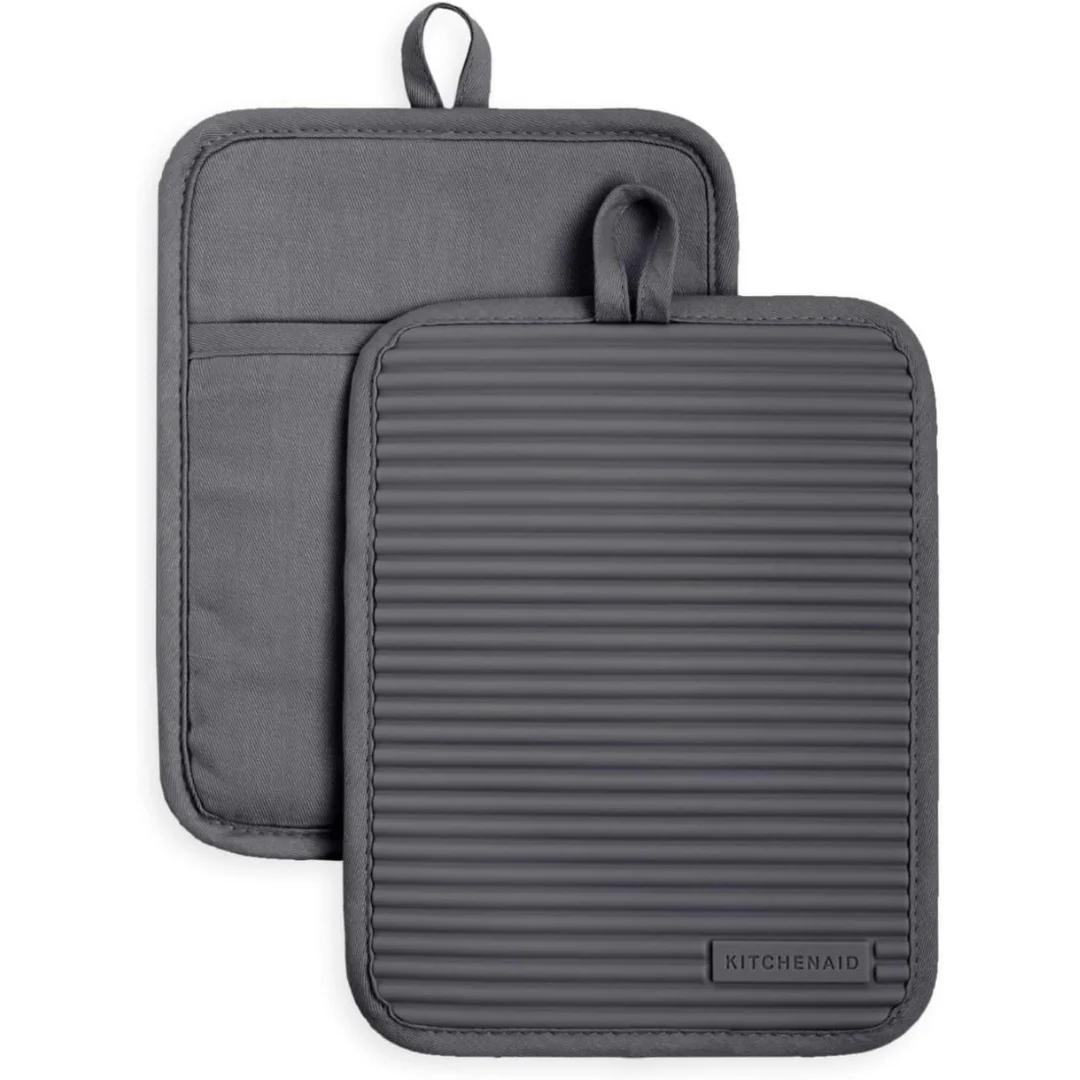 2-Piece KitchenAid 7" x 9" Ribbed Soft Silicone Pot Holder Set