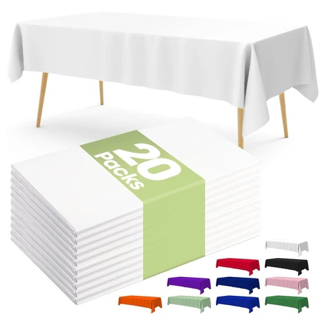 20 Disposable White Plastic Tablecloths