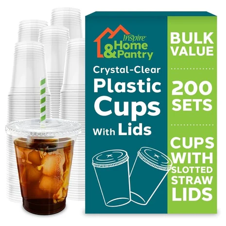 200 10oz Plastic Cups with Lids
