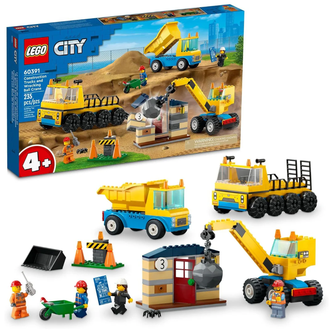 235-Pieces Lego City Construction Trucks And Wrecking Ball Crane