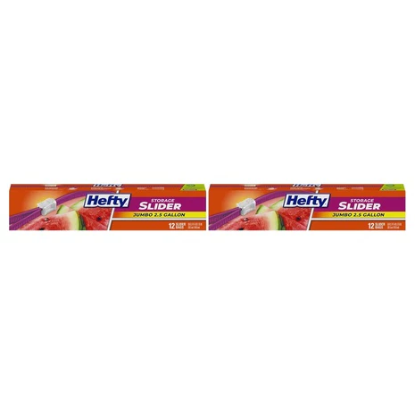 24 Hefty 2.5 Gallon Slider Jumbo Storage Bags