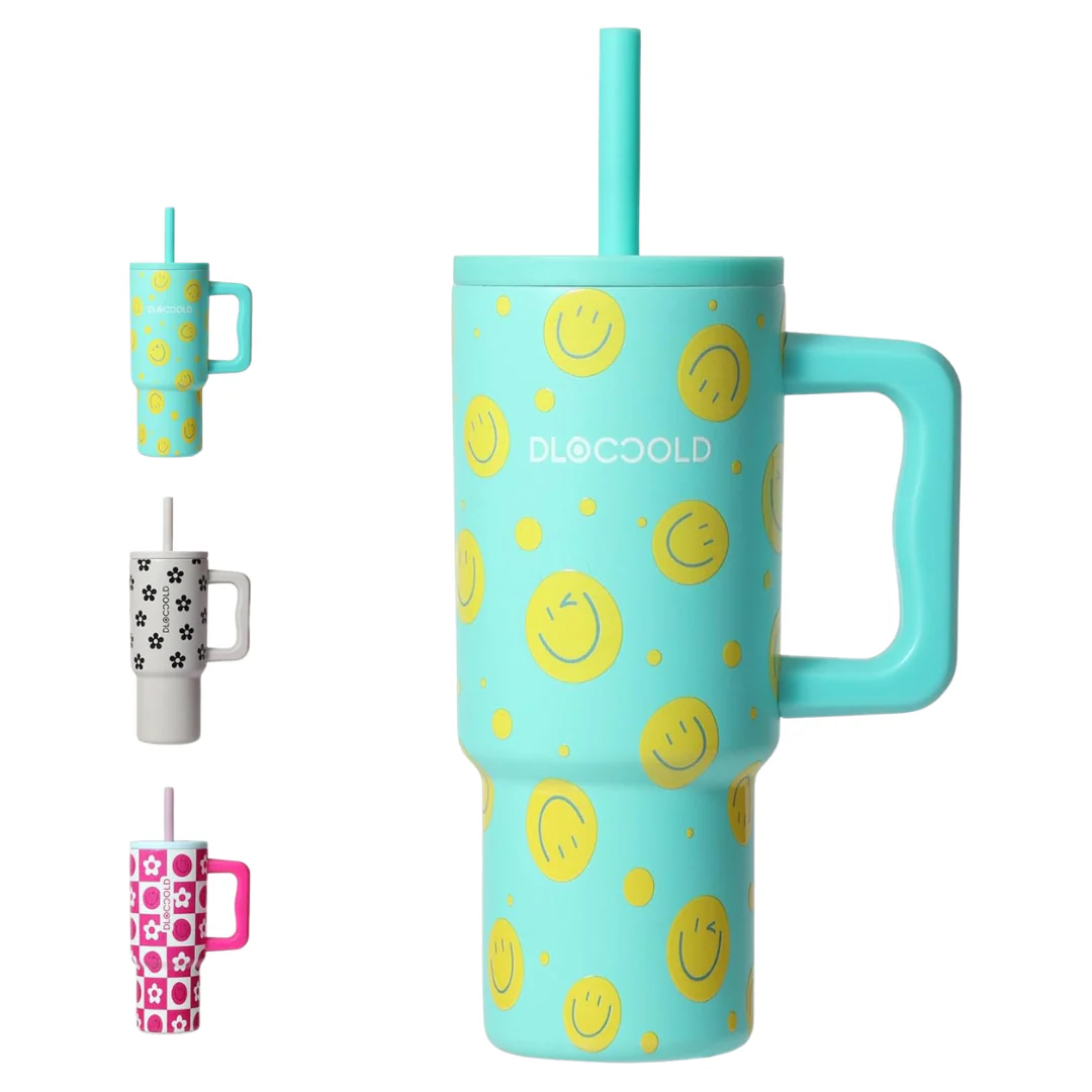24 Oz Tumbler With Handle And Silicone Straw Lid
