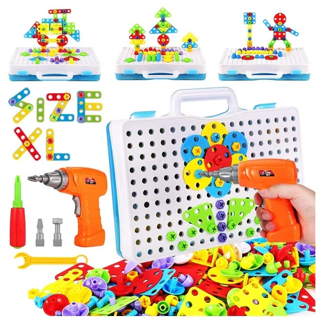 244 Piece DIY Building Blocks Set with Electric Screwdriver