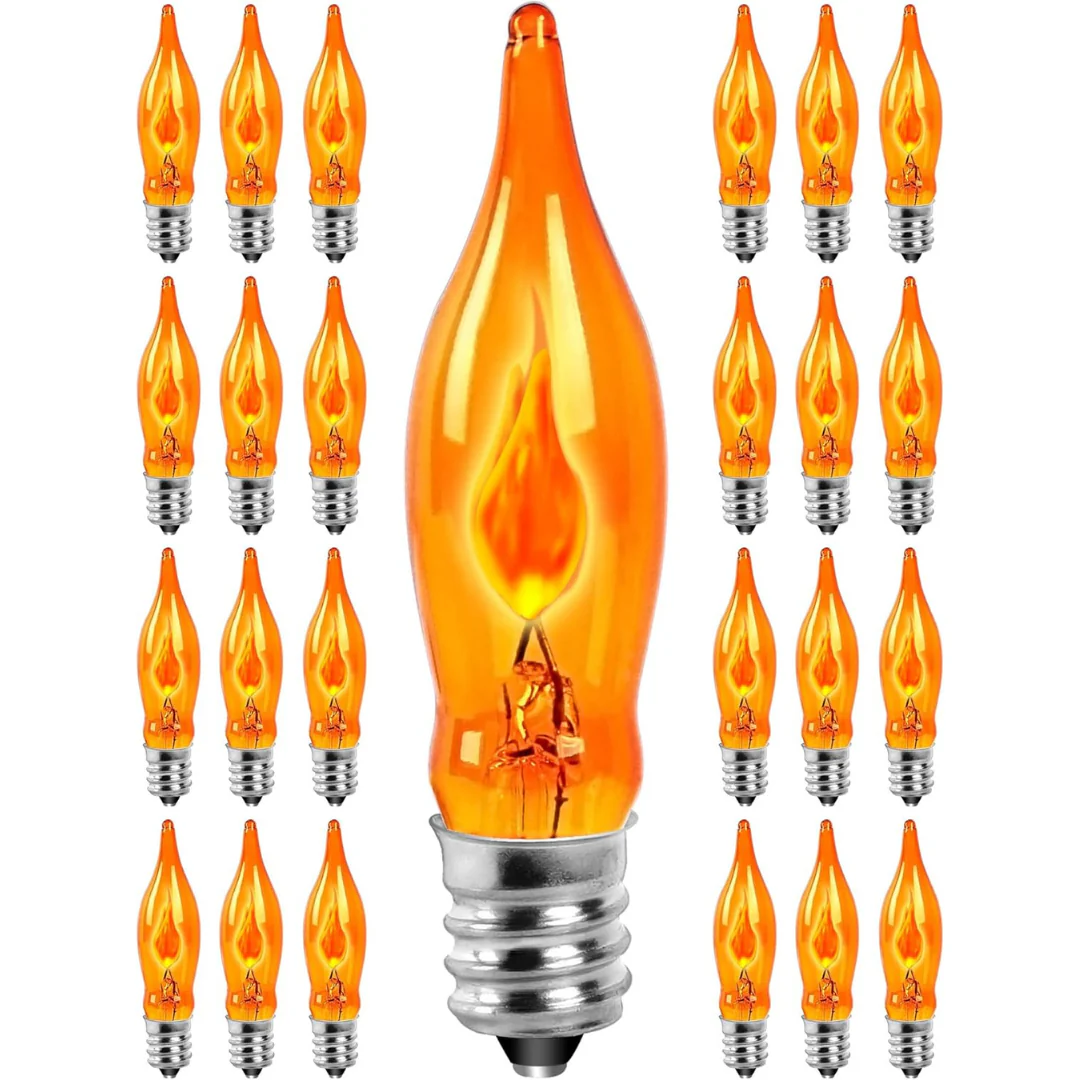25-Pack Adirxon Amber Flame Light Bulbs