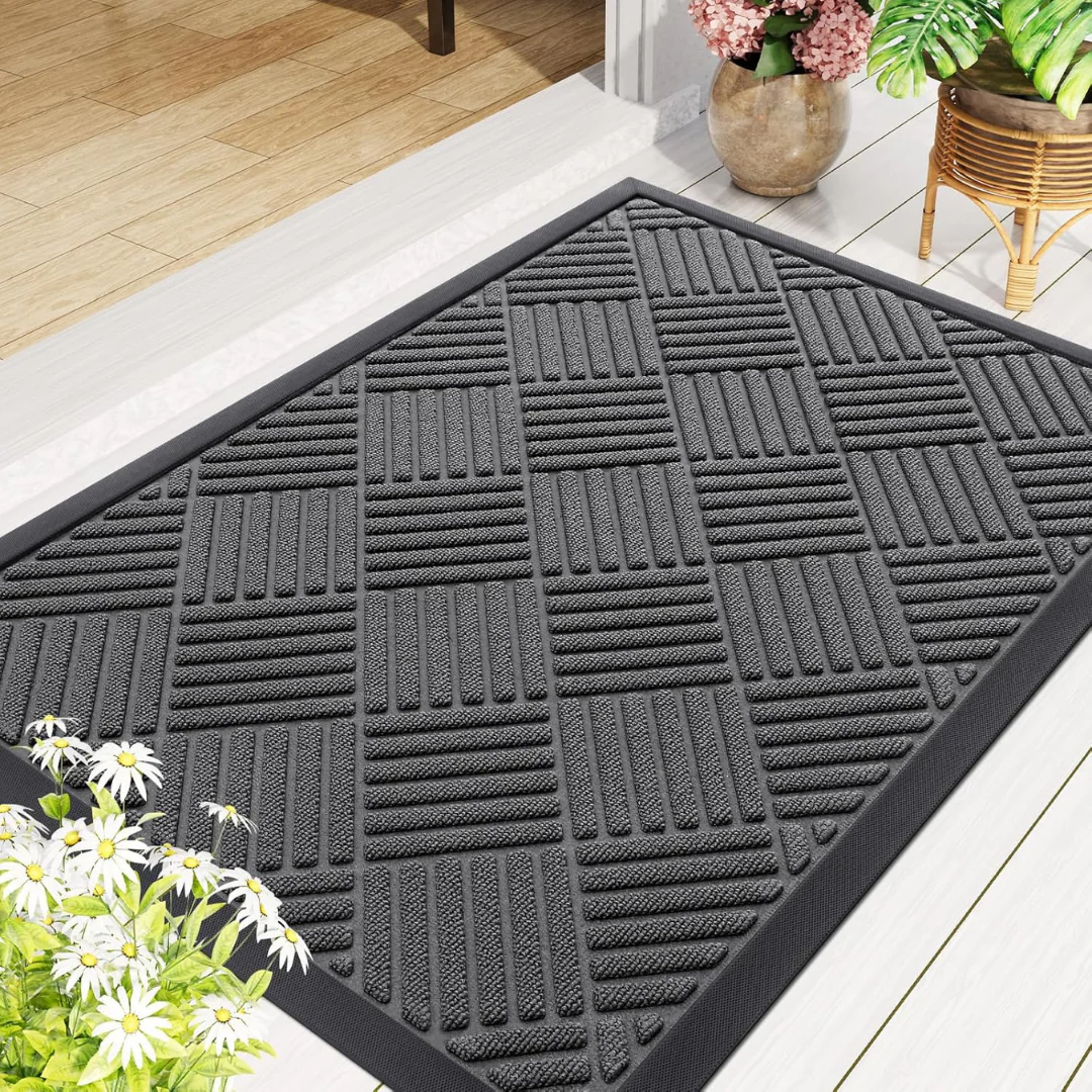 29.5"x17" Smiry Heavy Duty Natural Rubber Front Door Mat