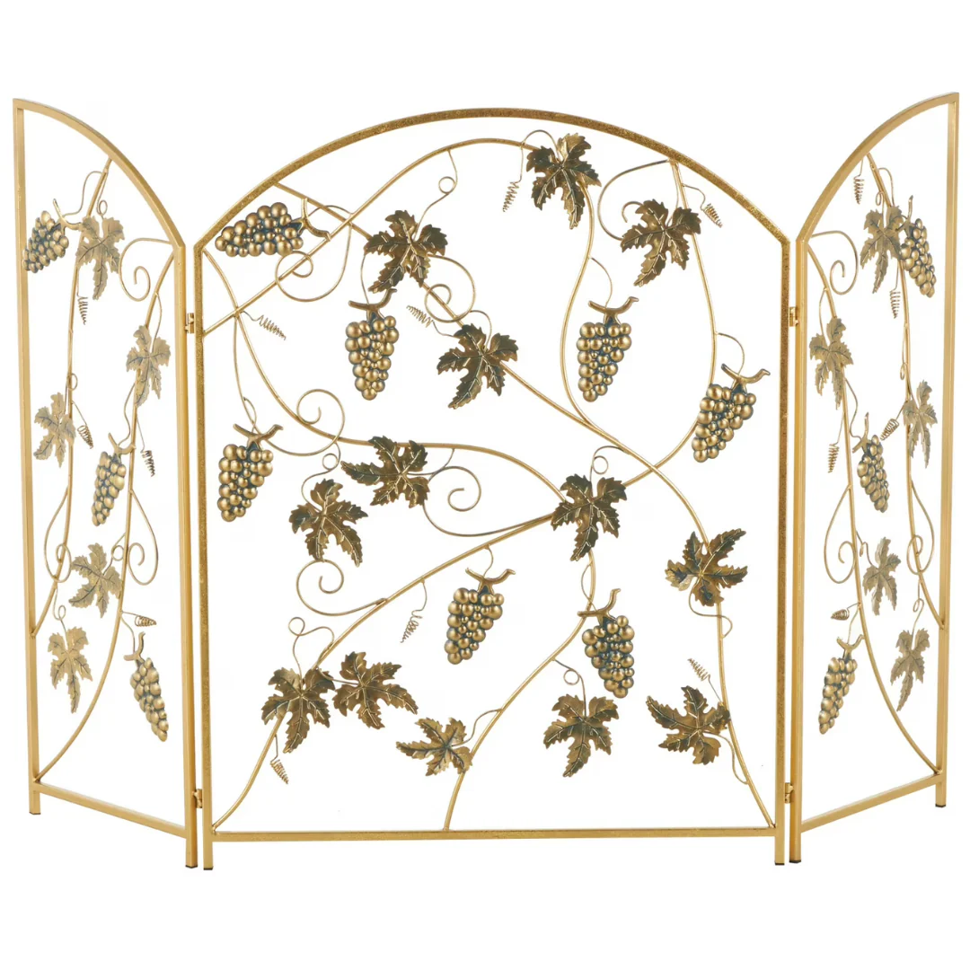 29" x 36" DecMode Gold Metal Fruit Fireplace Screen