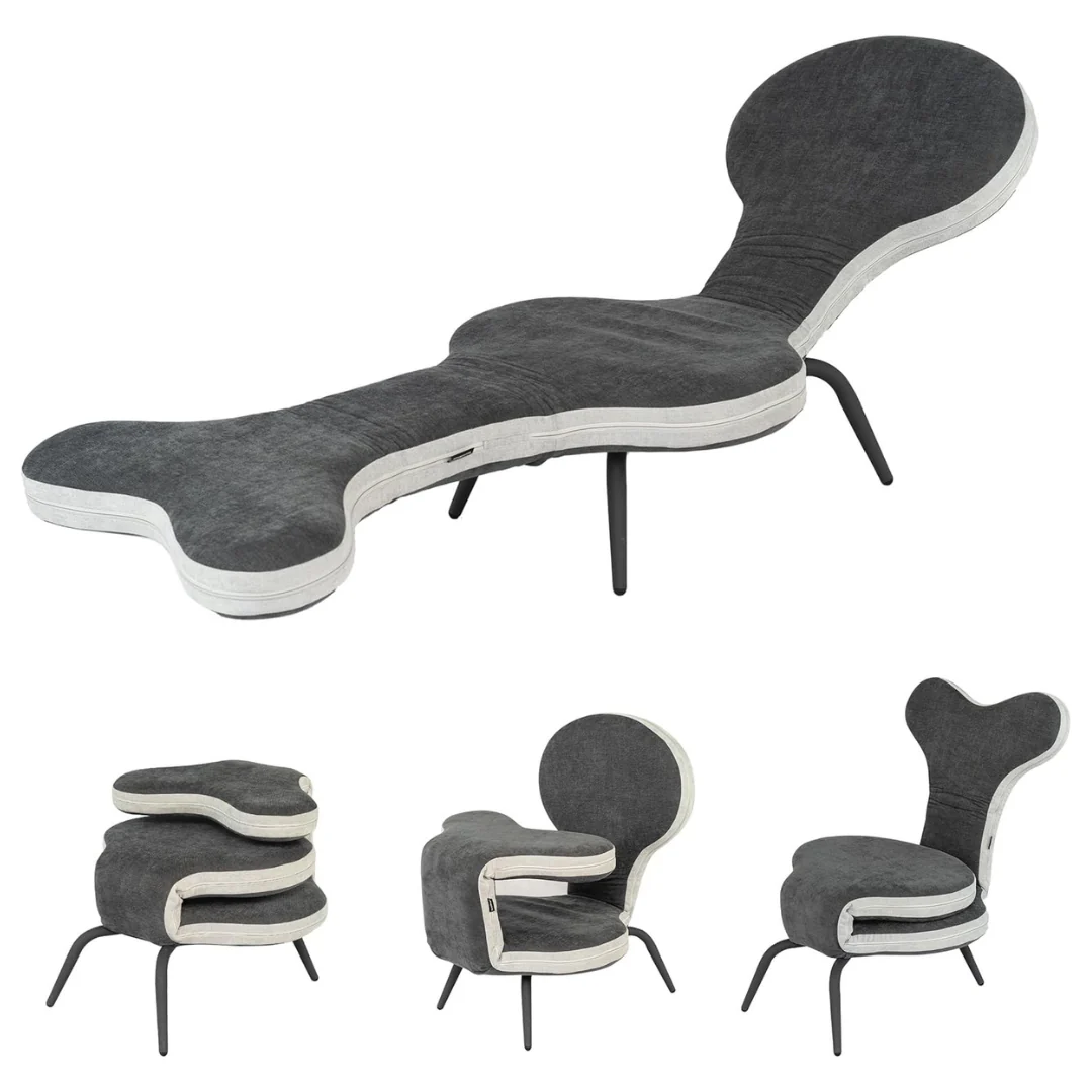 3-in-1 Mermaid Convertible Folding Chaise Lounge Sofa Bed