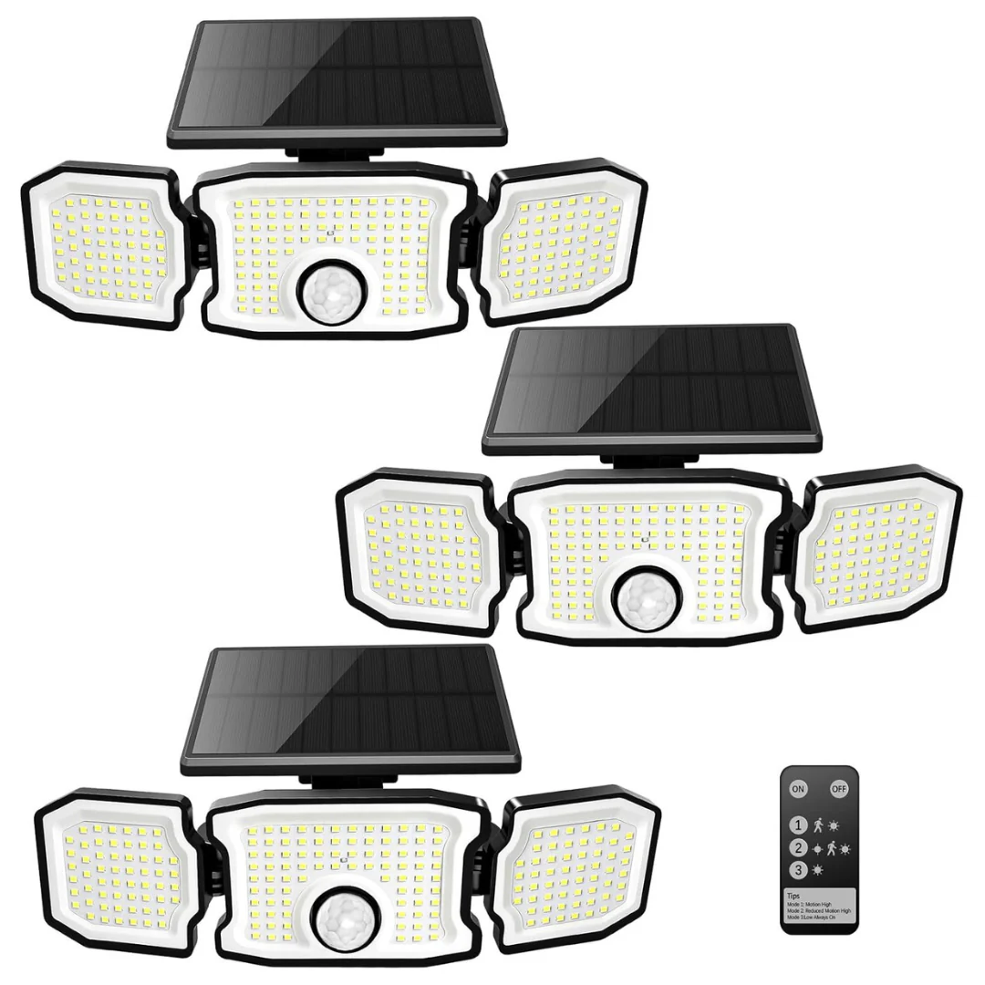 3-Pack 200 LED 2800LM Outdoor Solar Motion Sensor Lights