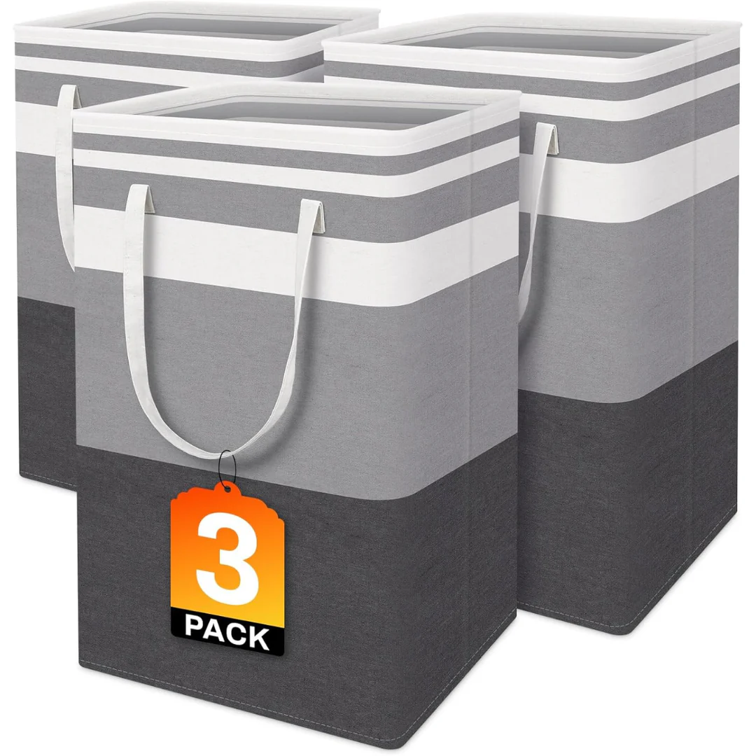 3-Pack BlissTotes 75L Laundry Basket with Easy Carry Handles