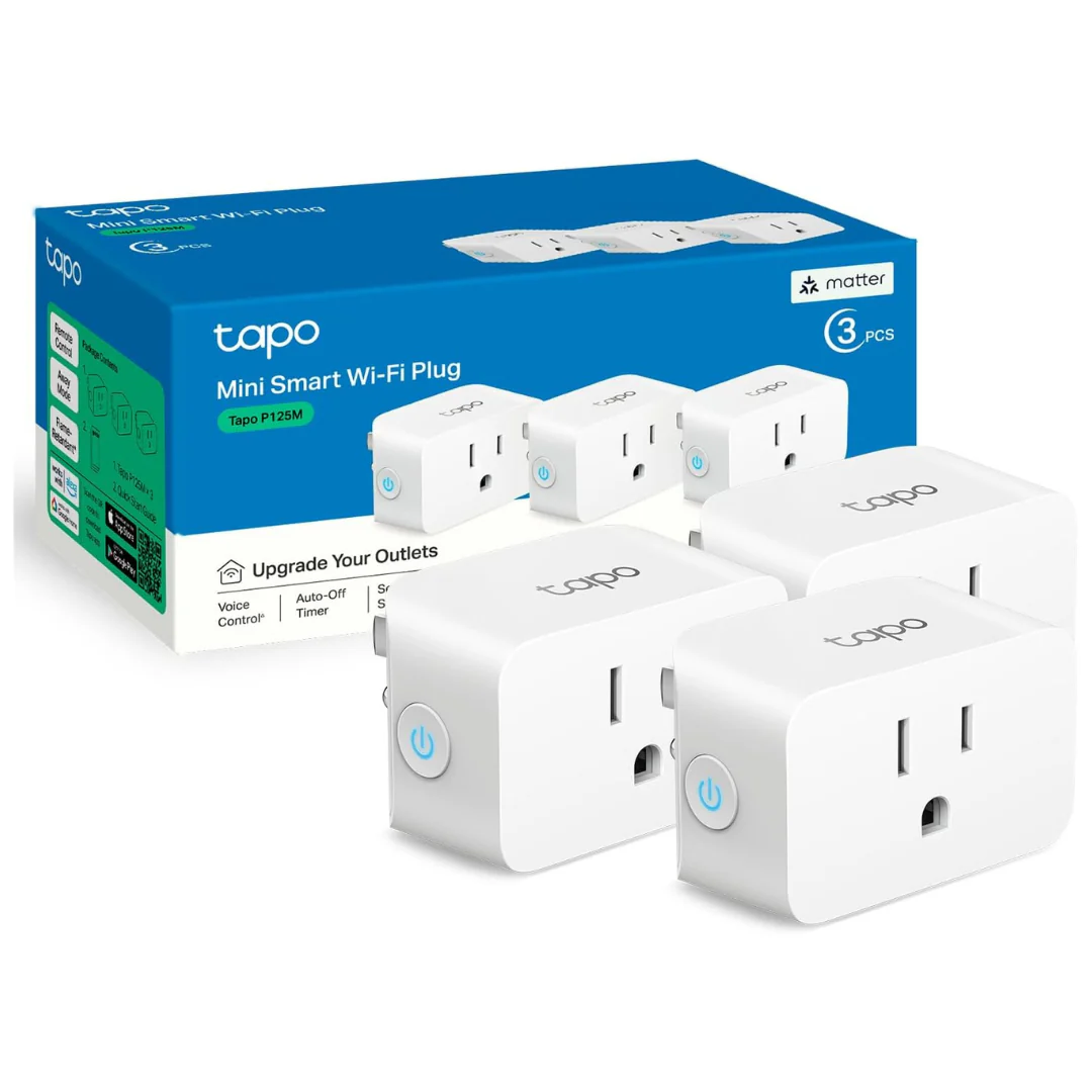 3-Pack TP-Link Tapo Matter Supported Mini Smart Wi-Fi Plug