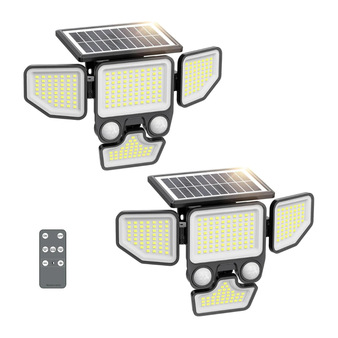 3000LM 4 Heads Outdoor Solar Security Lights