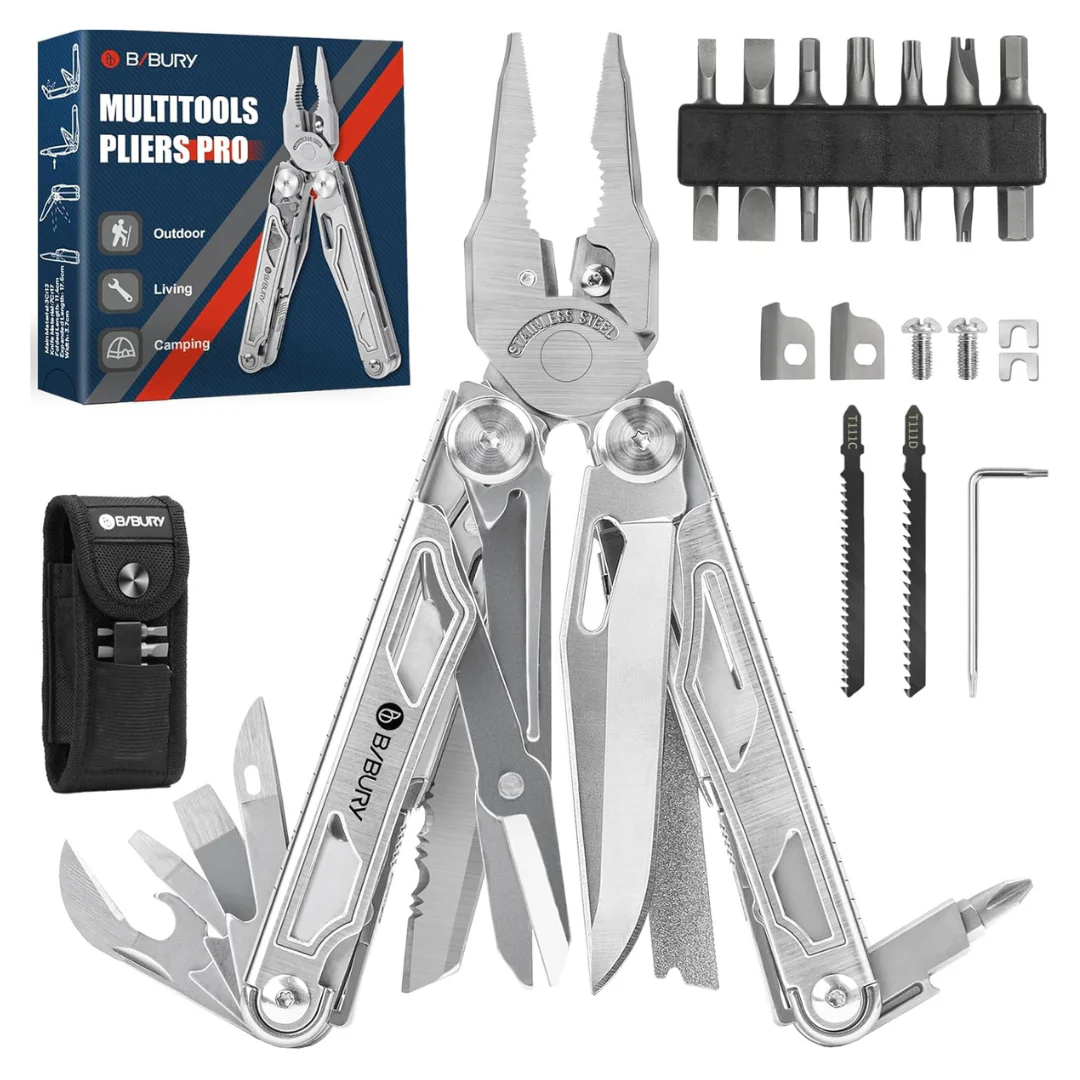 31-in-1 Stainless Steel Multi-Tool Pliers w/ Cutters, Saw & Screwdriver
